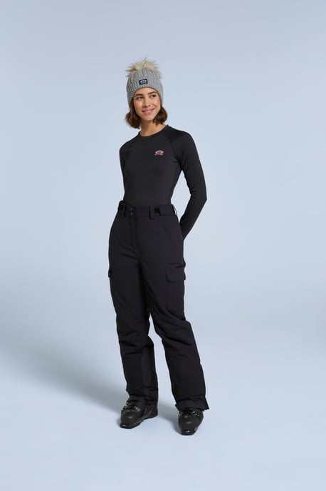 'Glaze' Women's Snow Pants Casual Straight Leg Adjustable Waist Winter Trouser Black - Image 2
