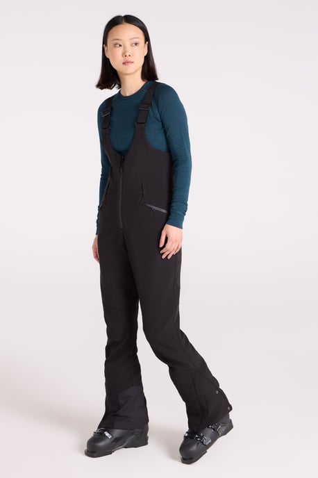 Women's Softshell Bib Front Ski Pants Warm Fleece Lined Windproof Winter Trouser Black - Image 4