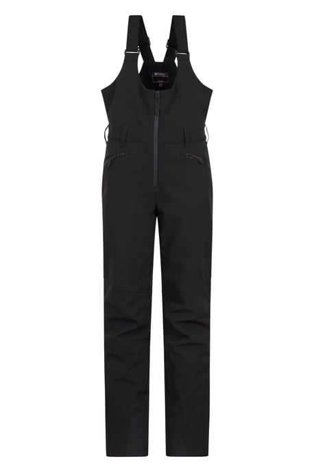 Women's Softshell Bib Front Ski Pants Warm Fleece Lined Windproof Winter Trouser Black - Image 6