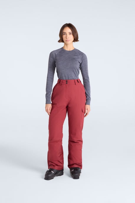 'Glaze' Women's Snow Pants Casual Straight Leg Adjustable Waist Winter Trouser Red - Image 2
