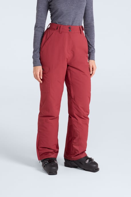 'Glaze' Women's Snow Pants Casual Straight Leg Adjustable Waist Winter Trouser Red - Image 4