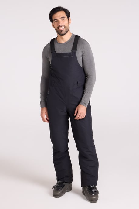 'Eris' Men's Waterproof Bib Front Ski Pants Elastic Braces Casual Winter Trouser Black - Image 2