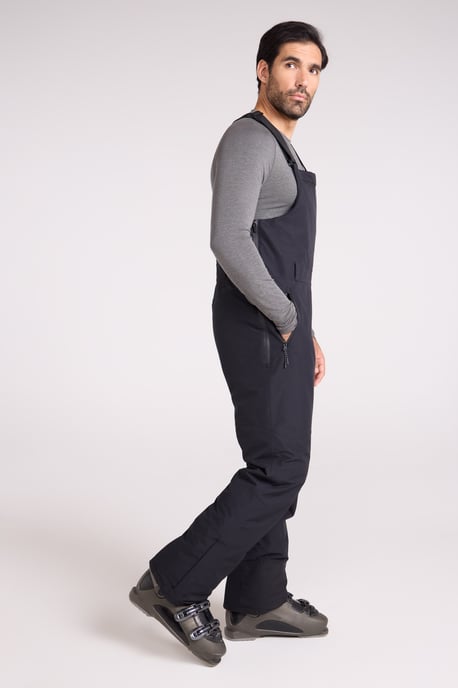 'Eris' Men's Waterproof Bib Front Ski Pants Elastic Braces Casual Winter Trouser Black - Image 4