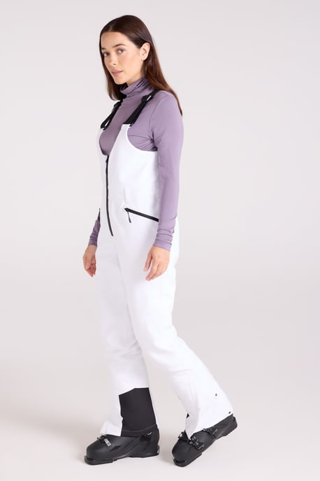 Women's Softshell Bib Front Ski Pants Warm Fleece Lined Windproof Winter Trouser White - Image 3