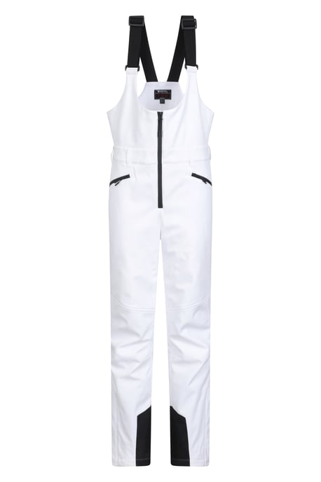 Women's Softshell Bib Front Ski Pants Warm Fleece Lined Windproof Winter Trouser White - Image 5