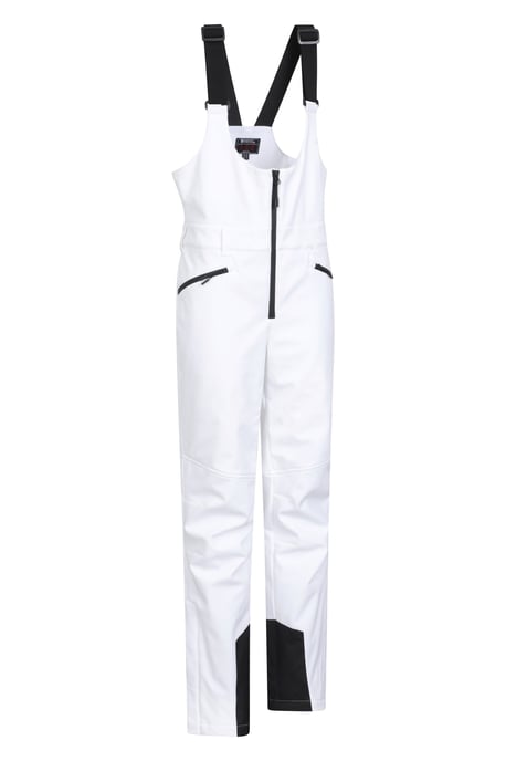 Women's Softshell Bib Front Ski Pants Warm Fleece Lined Windproof Winter Trouser White - Image 6