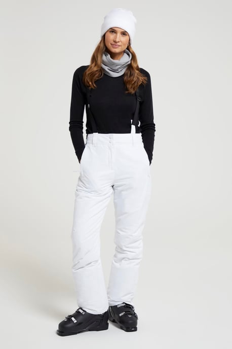 'Moon' Women's Slim Leg Ski Pants Water Resistant Warm Insulated Winter Trousers White - Image 1