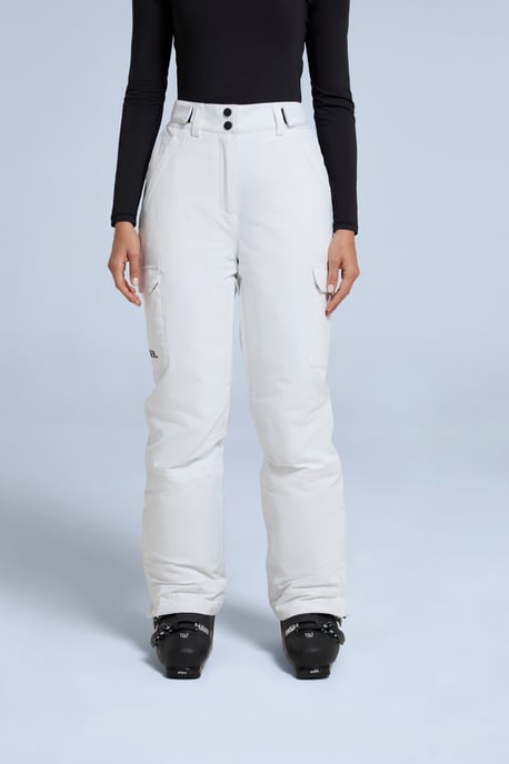 'Glaze' Women's Snow Pants Casual Straight Leg Adjustable Waist Winter Trouser White - Image 2