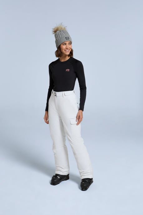 'Glaze' Women's Snow Pants Casual Straight Leg Adjustable Waist Winter Trouser White - Image 3