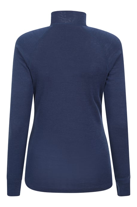 Women's Base Layer Top Zip Neck Breathable Long Sleeved Tee Navy - Image 3