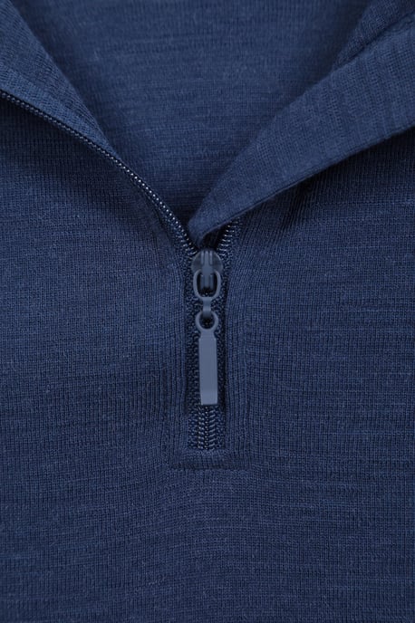 Women's Base Layer Top Zip Neck Breathable Long Sleeved Tee Navy - Image 5