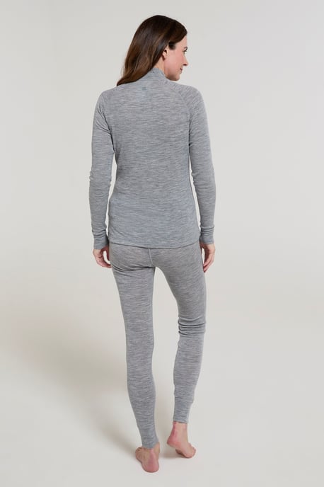 Women's Base Layer Top Zip Neck Breathable Long Sleeved Tee Light Grey - Image 3