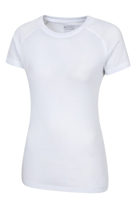 'Talus' Women's Round Neck Tee Quick Dry Thermal Base Layer Top White - Image 4