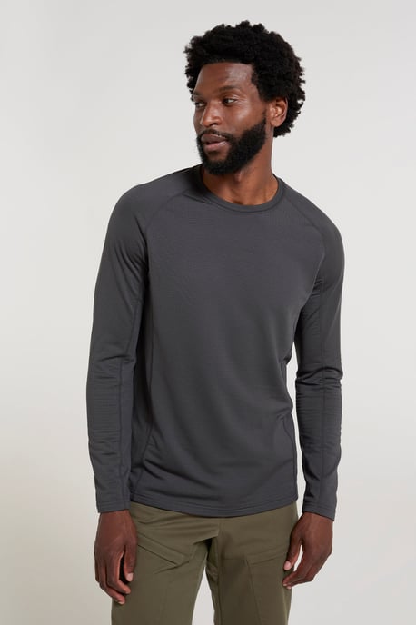 'Vermont' Men's Thermal Base Layer Top Breathable Skiing Hiking Tee Grey - Image 2