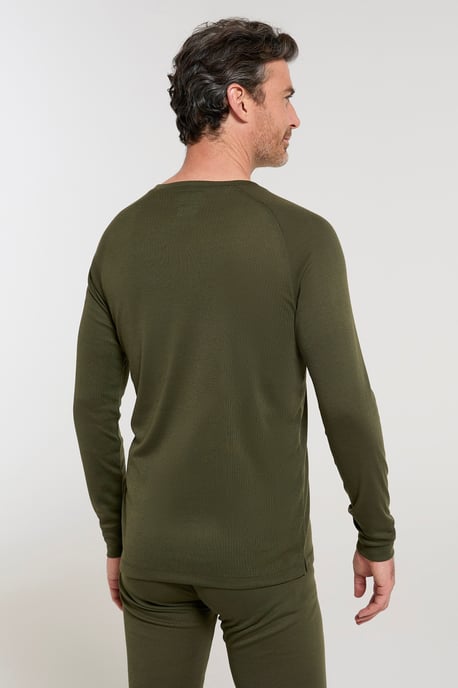 'Talus' Men's V Neck Base Layer Top Thermal Quick Drying Winter Tee Khaki - Image 4
