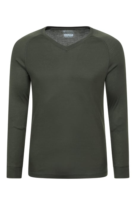 'Talus' Men's V Neck Base Layer Top Thermal Quick Drying Winter Tee Khaki - Image 5