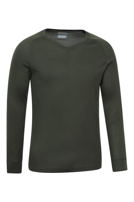 'Talus' Men's V Neck Base Layer Top Thermal Quick Drying Winter Tee Khaki - Image 6