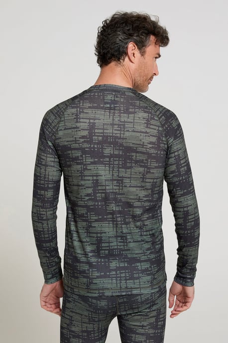 'Talus' Men's Printed Round Neck Top Quick Dry Winter Base Layer Khaki - Image 3