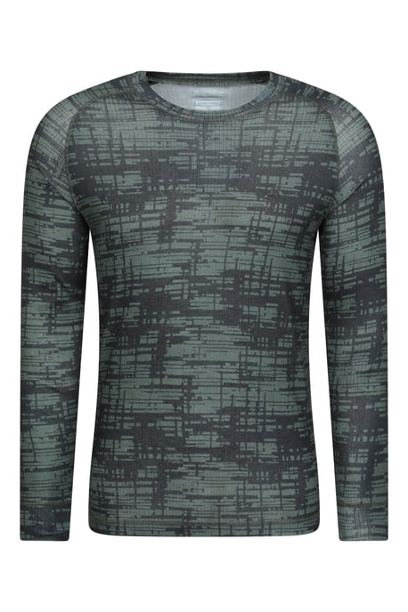 'Talus' Men's Printed Round Neck Top Quick Dry Winter Base Layer Khaki - Image 5