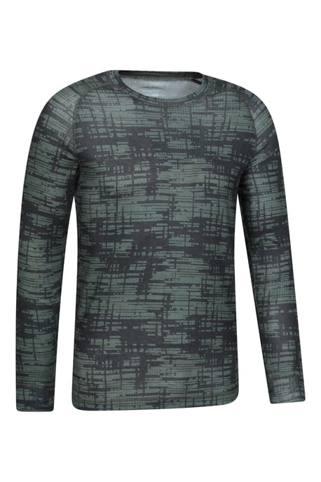 'Talus' Men's Printed Round Neck Top Quick Dry Winter Base Layer Khaki - Image 6