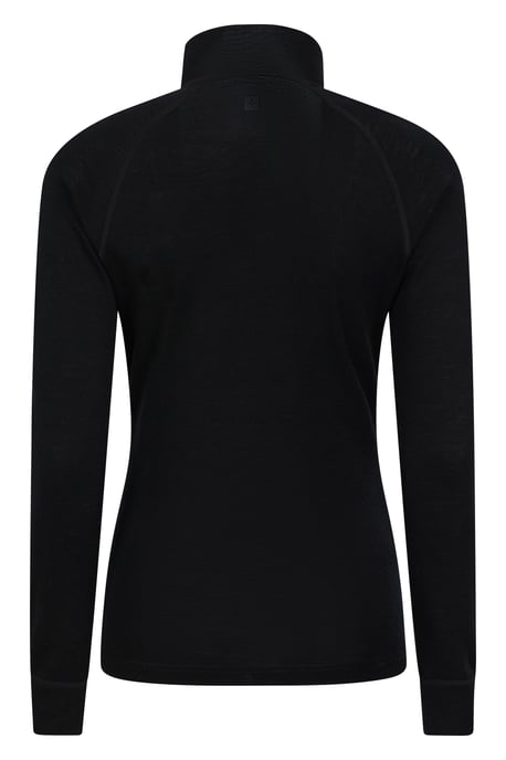 Women's Base Layer Top Zip Neck Breathable Long Sleeved Tee Black - Image 3