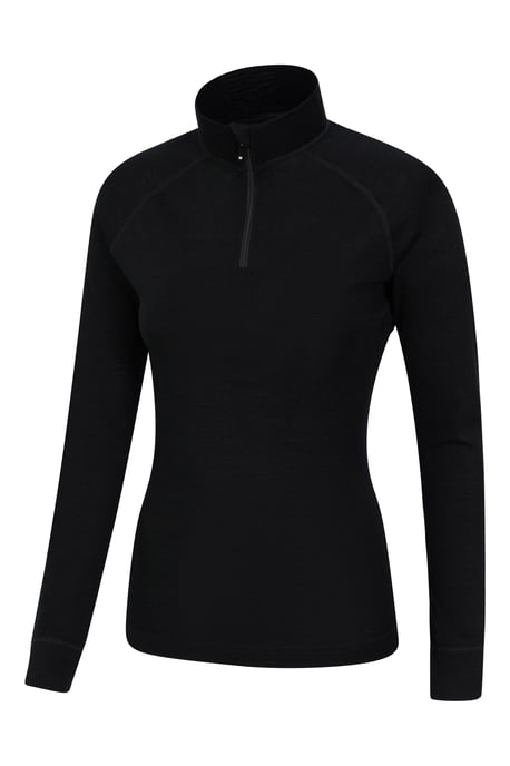 Women's Base Layer Top Zip Neck Breathable Long Sleeved Tee Black - Image 4