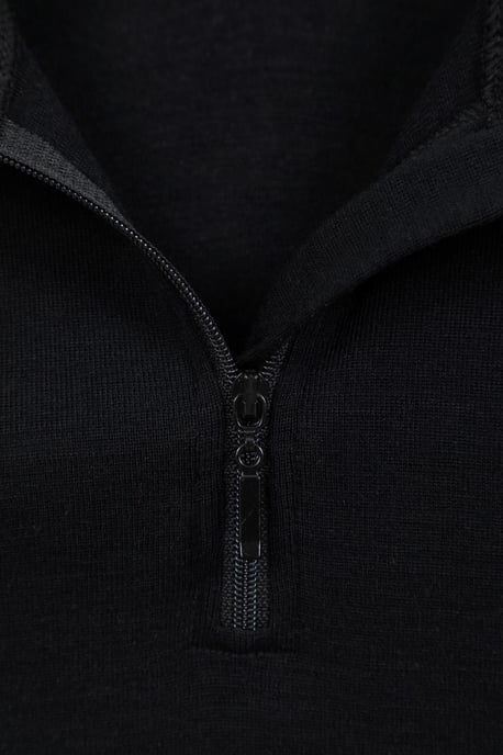 Women's Base Layer Top Zip Neck Breathable Long Sleeved Tee Black - Image 5