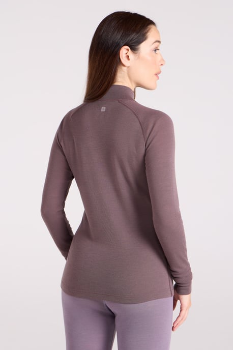 Women's Base Layer Top Zip Neck Breathable Long Sleeved Tee Brown - Image 3