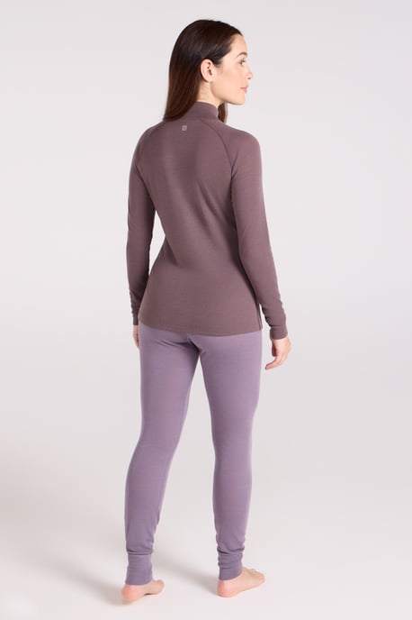 Women's Base Layer Top Zip Neck Breathable Long Sleeved Tee Brown - Image 4