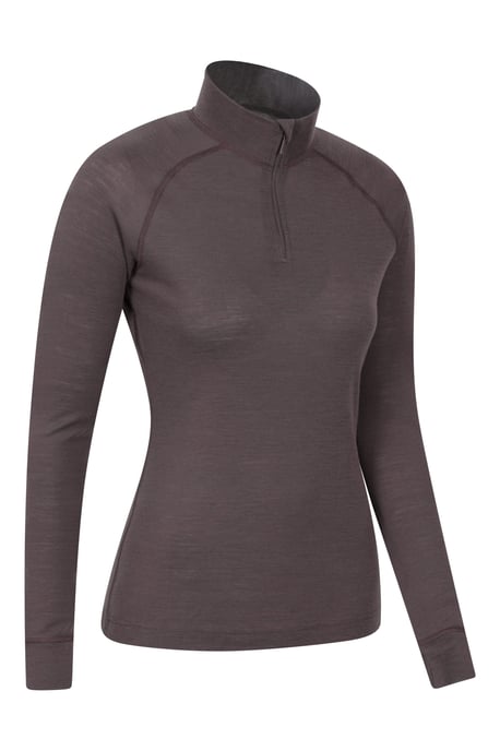 Women's Base Layer Top Zip Neck Breathable Long Sleeved Tee Brown - Image 6