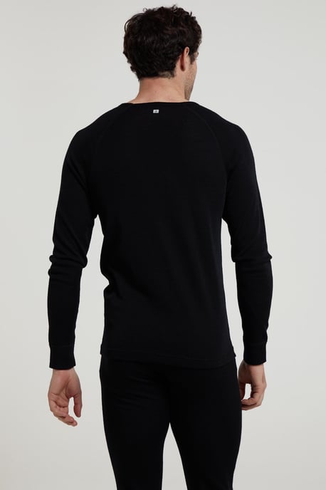 Men's V Neck Base Layer Top Breathable Skiing Hiking Everyday Tee Black - Image 3