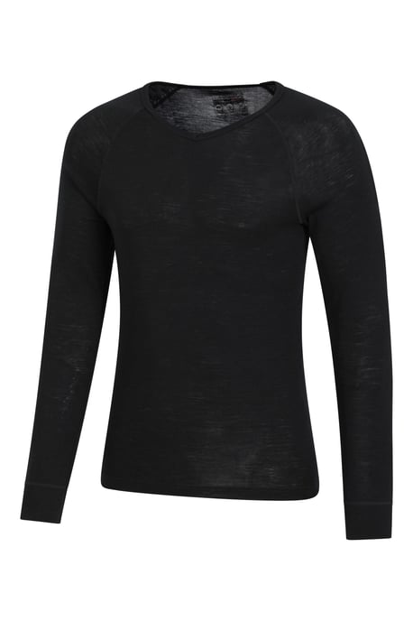 Men's V Neck Base Layer Top Breathable Skiing Hiking Everyday Tee Black - Image 6