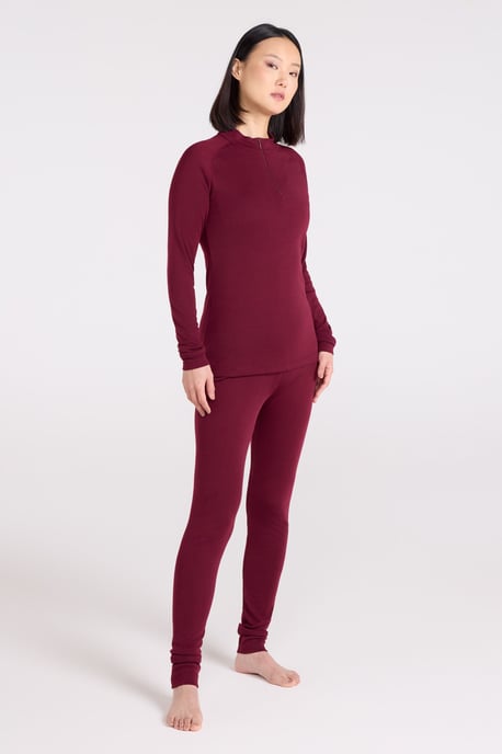 'Talus' Women's Base Layer Top Half Zip Thermal Long Sleeved Tee Berry - Image 2
