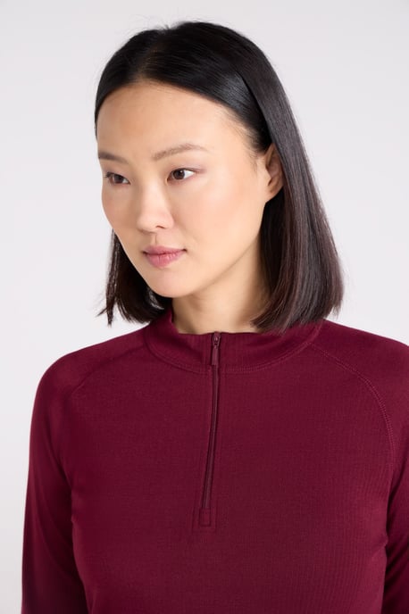 'Talus' Women's Base Layer Top Half Zip Thermal Long Sleeved Tee Berry - Image 3