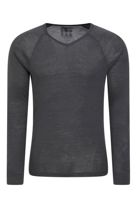 Men's V Neck Base Layer Top Breathable Skiing Hiking Everyday Tee Dark Grey - Image 1