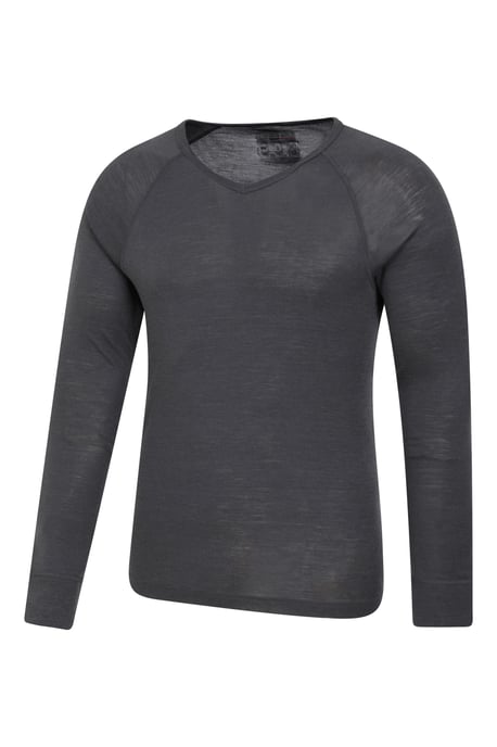 Men's V Neck Base Layer Top Breathable Skiing Hiking Everyday Tee Dark Grey - Image 3