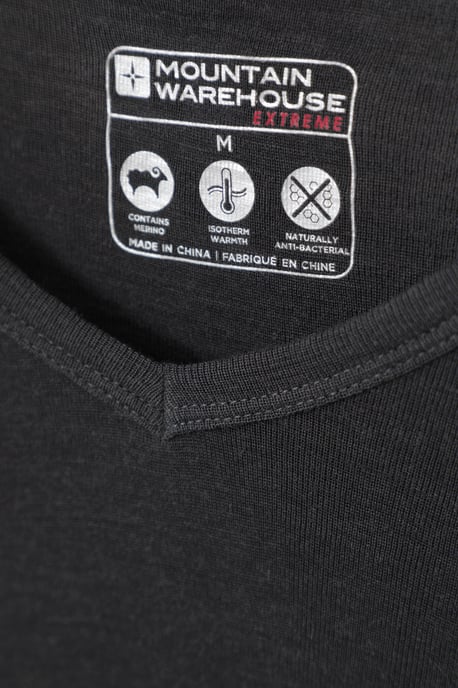 Men's V Neck Base Layer Top Breathable Skiing Hiking Everyday Tee Dark Grey - Image 4