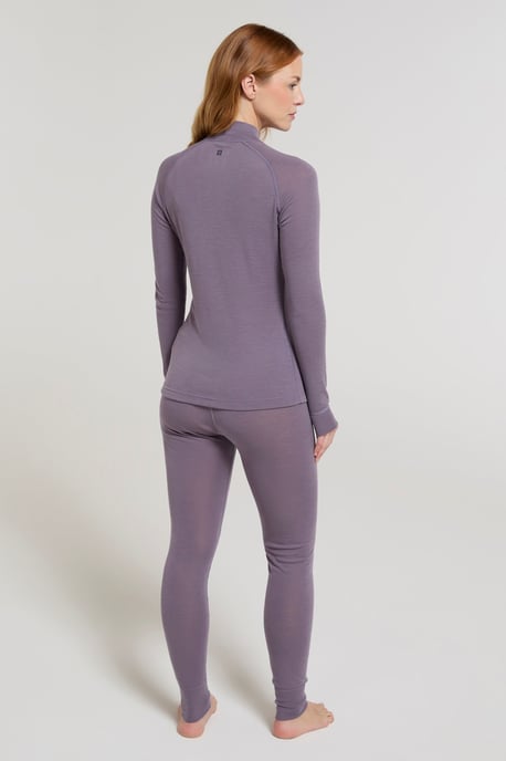 Women's Base Layer Top Zip Neck Breathable Long Sleeved Tee Purple - Image 3