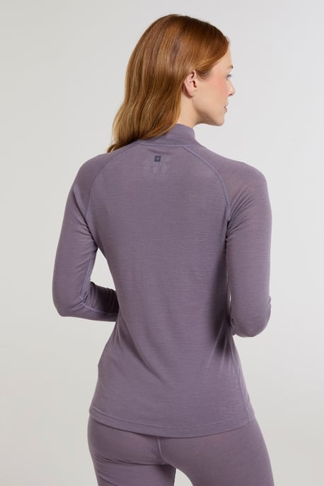 Women's Base Layer Top Zip Neck Breathable Long Sleeved Tee Purple - Image 4