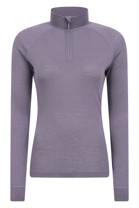 Women's Base Layer Top Zip Neck Breathable Long Sleeved Tee Purple - Image 5