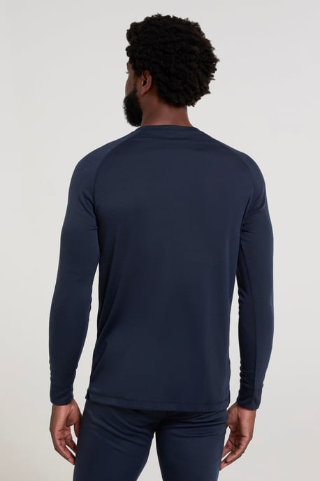 'Talus' Men's V Neck Base Layer Top Thermal Quick Drying Winter Tee Navy - Image 3