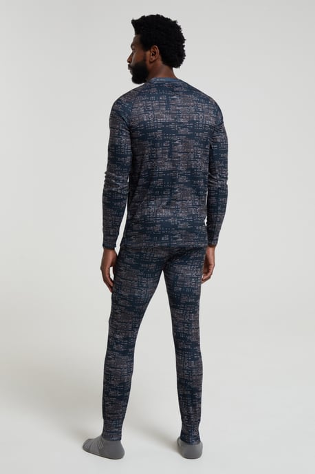 'Talus' Men's Printed Round Neck Top Quick Dry Winter Base Layer Black - Image 3