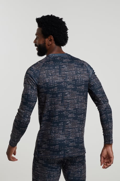 'Talus' Men's Printed Round Neck Top Quick Dry Winter Base Layer Black - Image 4