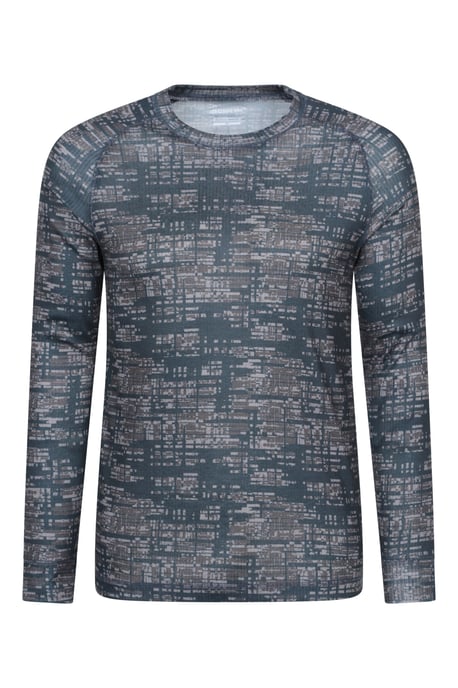 'Talus' Men's Printed Round Neck Top Quick Dry Winter Base Layer Black - Image 5