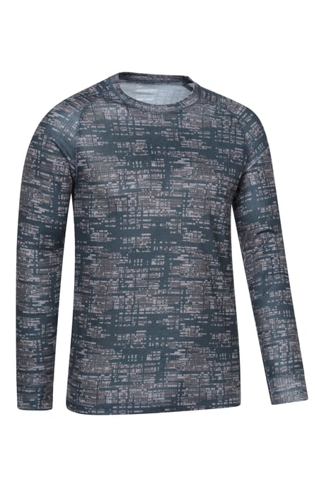 'Talus' Men's Printed Round Neck Top Quick Dry Winter Base Layer Black - Image 6