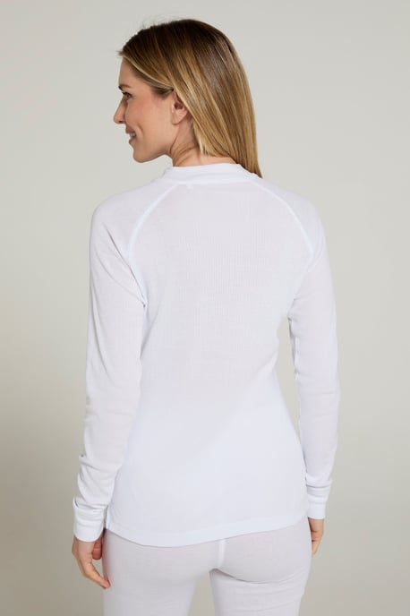 'Talus' Women's Base Layer Top Half Zip Thermal Long Sleeved Tee White - Image 3