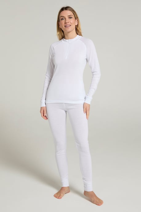 'Talus' Women's Base Layer Top Half Zip Thermal Long Sleeved Tee White - Image 4