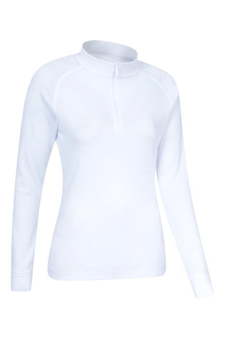 'Talus' Women's Base Layer Top Half Zip Thermal Long Sleeved Tee White - Image 6