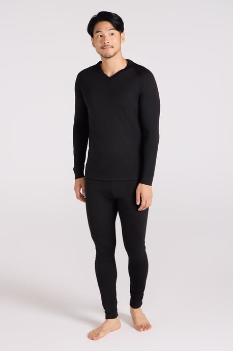 'Talus' Men's V Neck Base Layer Top Thermal Quick Drying Winter Tee Black - Image 2