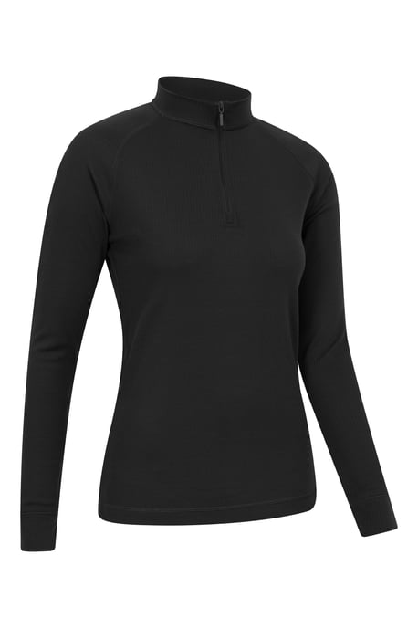 'Talus' Women's Base Layer Top Half Zip Thermal Long Sleeved Tee Black - Image 2